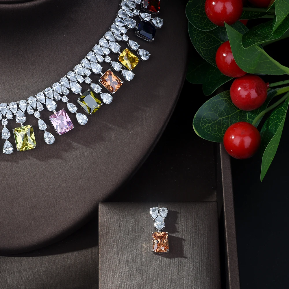 HIBRIDE роскошные овальные желтые фианиты AAA женские свадебные ювелирные наборы для