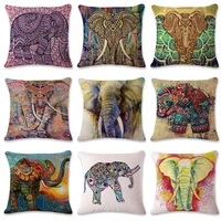thailand style throw pillow cover southeast asia elephant pattern cushion cover coffee shop bohemian cotton linen pillowcase