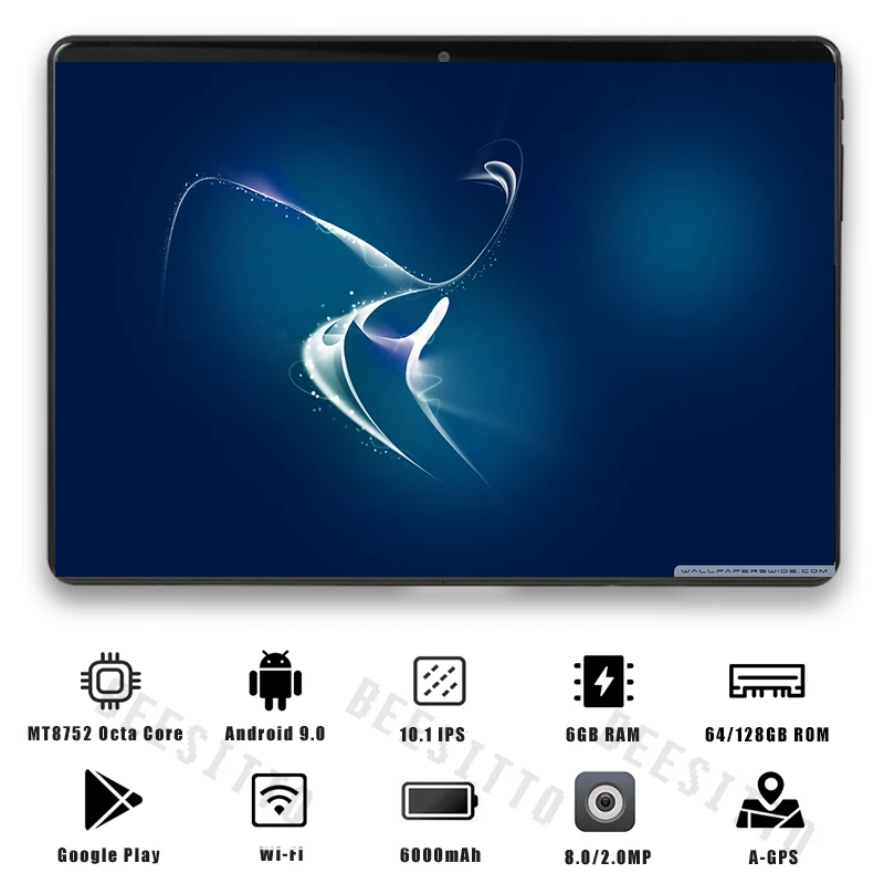 10 дюймов планшетный ПК 6 ГБ ОЗУ 128 Гб ПЗУ 1280*800 ips две sim-карты 4G LTE FDD Wifi Android 9,0 планшет 10,1+ подарки