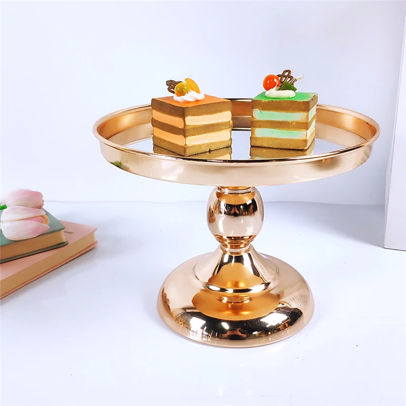 

30/25/20cm Metal Gold Mirror Cake Stand Wedding Party Table Cupcake Dessert Pastry Display Tray Decorative Food Storage Plates