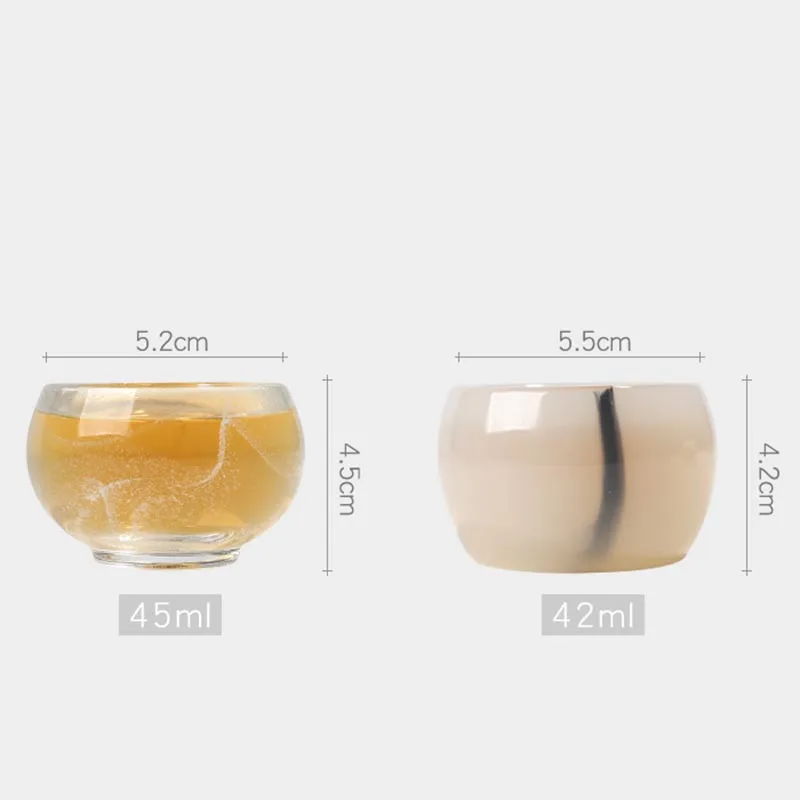 Прозрачная стеклянная чайная чашка 45 мл чернила фарфоровая мастер кунг фу