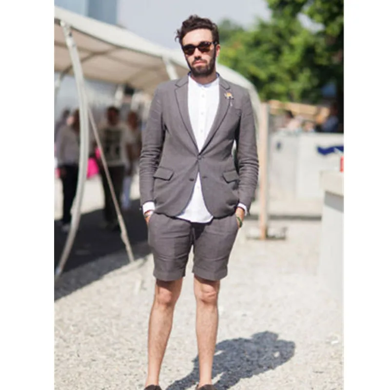 

2020 Newest Grey Formal Work Wear Single Breasted Summer Beach Suits For Mens Weddings Groomsme Slim Fit Prom Party Suit Blazers