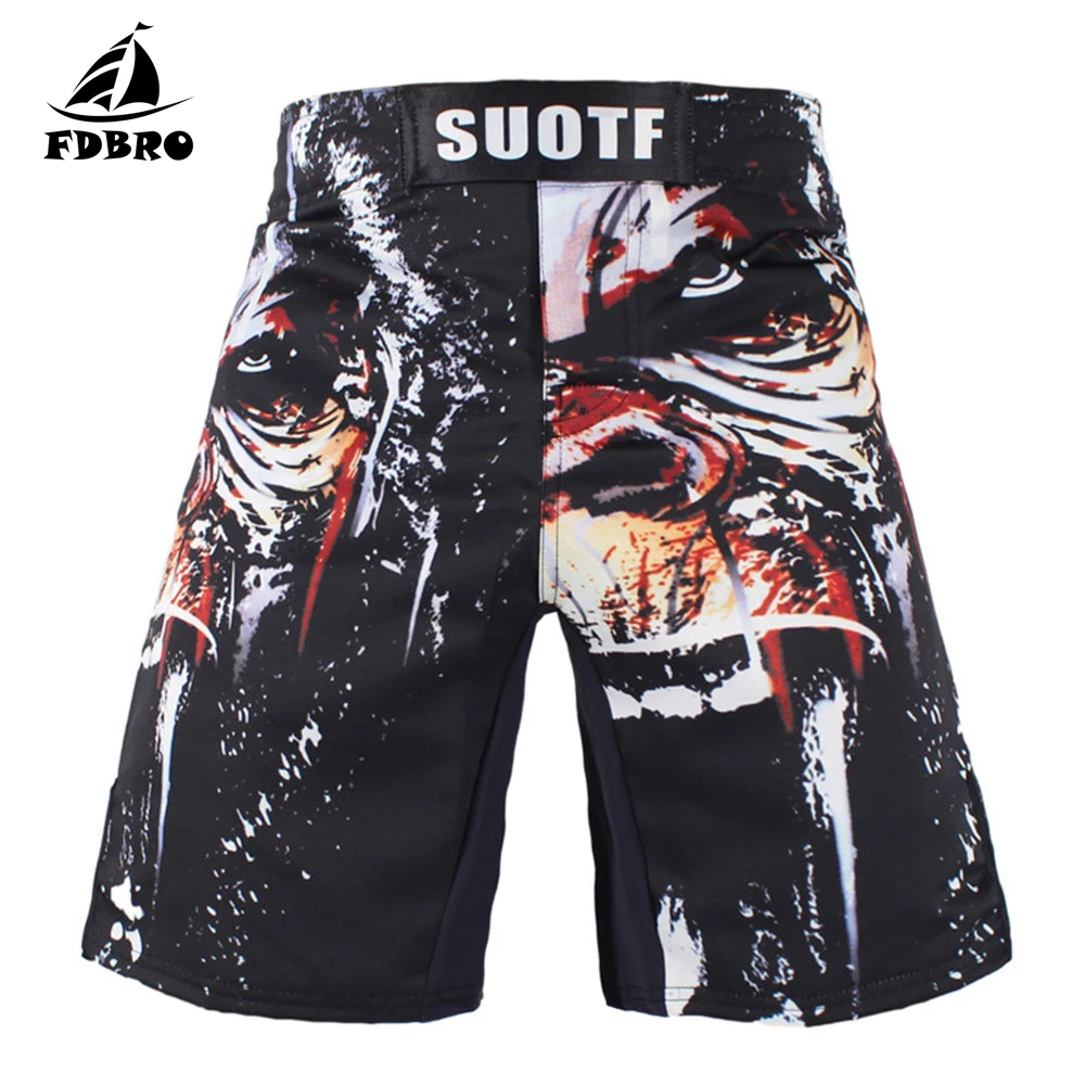 Шорты FDBRO MMA с принтом в виде черепа хлопковые свободные для тренировок шорты