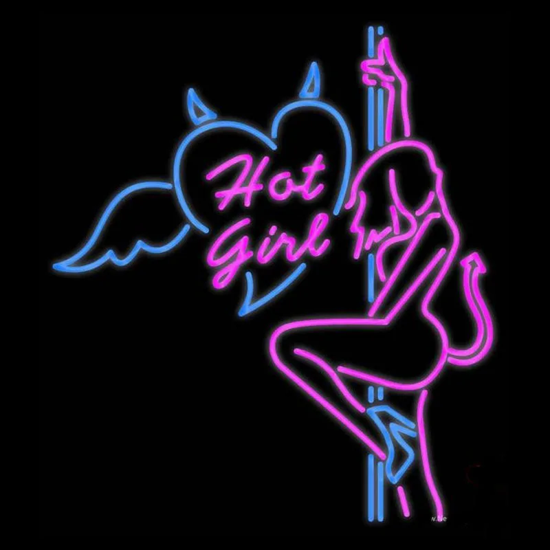 

Neon Sign Hot Girl Damce Pole Lamp Wing Beer Bar Club Room Handmade Heart Lamp light advertise custom LOGO Handmade art light