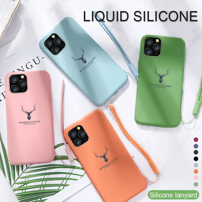 Силиконовый чехол с рогами для iPhone 11 Pro Max мягкий 6 7 8 Plus X XS Xr защитный ремешком iphone11