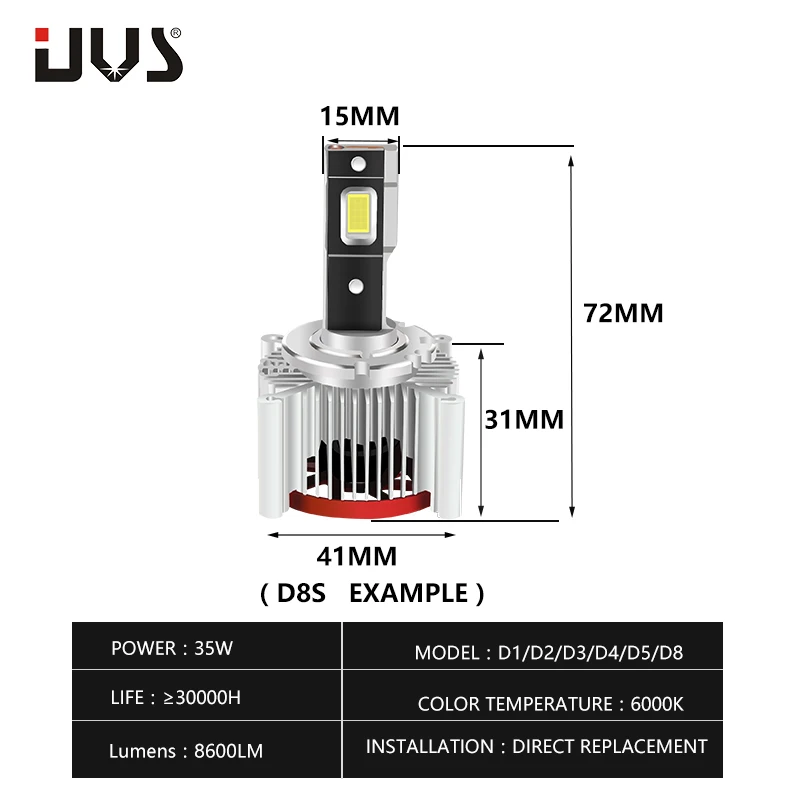 UVS D8S LED No Error Car Light D8R Canbus Headllamp 70W 8600LM 12V 6000K Automóviles Bulb Cветодиодные л | Автомобили и
