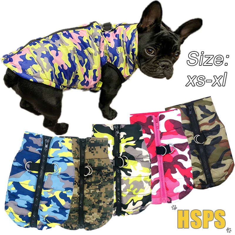 

Waterproof Dog Clothes Winter Pet Jacket Cotton Warm Camouflage Vest For Small Dogs Puppy Coat French Bulldog Clothing Cat Suit