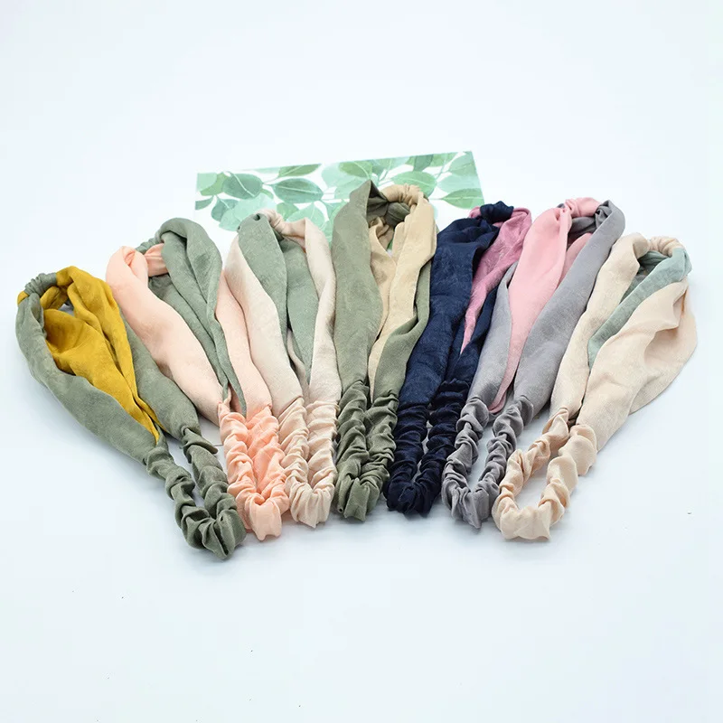 Модные мягкие атласные шифоновые эластичные повязки для волос женщин и девочек