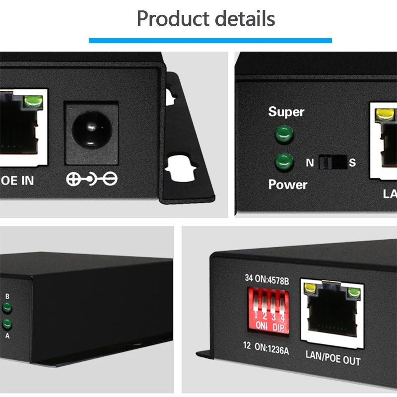 Сетевой Ethernet-коммутатор PoE расширитель 250 метров с 1 портом 10/100 м Rj45 или входом 2