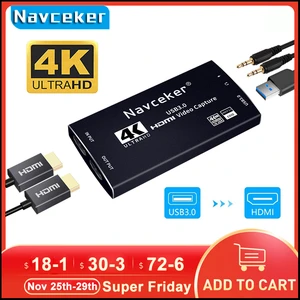 2021 usb3 0 hdmi 4k 60hz video capture hdmi to usb video capture card dongle game streaming live stream broadcast with mic input free global shipping