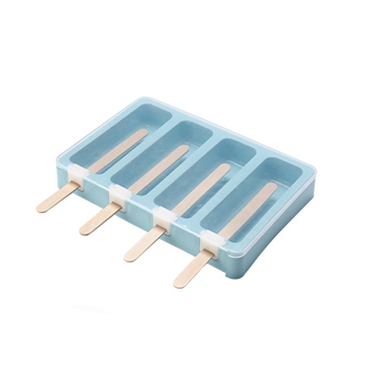 

Silicone Ice Cream Bar Mold Square Shape 2/4 Cavities Popsicle Moulds with 50 Wooden Sticks