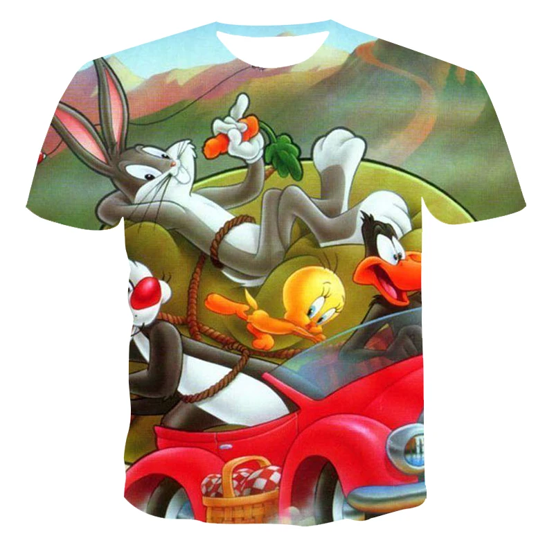 

2021 Summer 3D Men's T-Shirt Forest Animals Catching Moments Pattern 3D Men's T-Shirt Creative Trend Round Neck Top