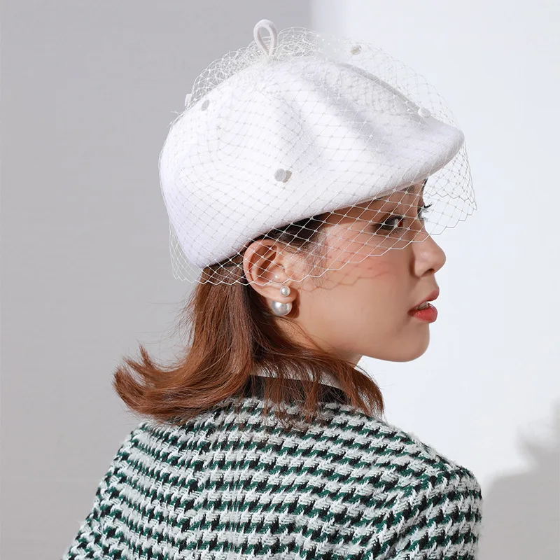 Женская фетровая шляпа-Таблетка черная шерстяная шляпа в стиле Хепберн с