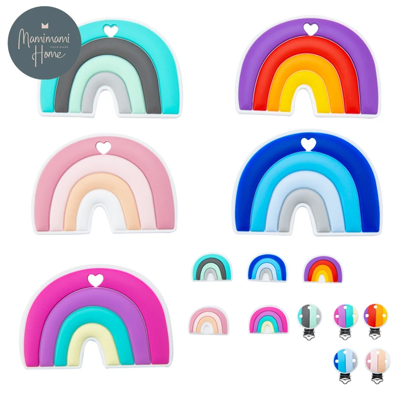 

Food Grade Baby Teether Rainbow Silicone Safe Infant Nursing Teether Chew Dental CareToys Infant Gift Beads Newborn Accessories