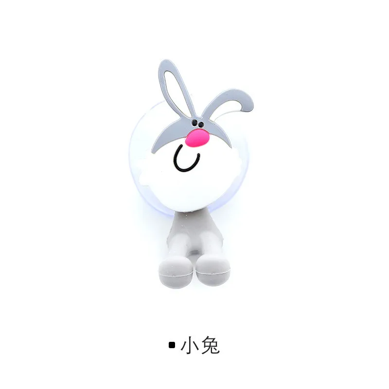 1 шт. Kawaii мультфильм держатель для зубной щетки с животным присосками силиконовый настенный держатель для зубных щеток присоска Прямая поставка - Цвет: White Rabbit