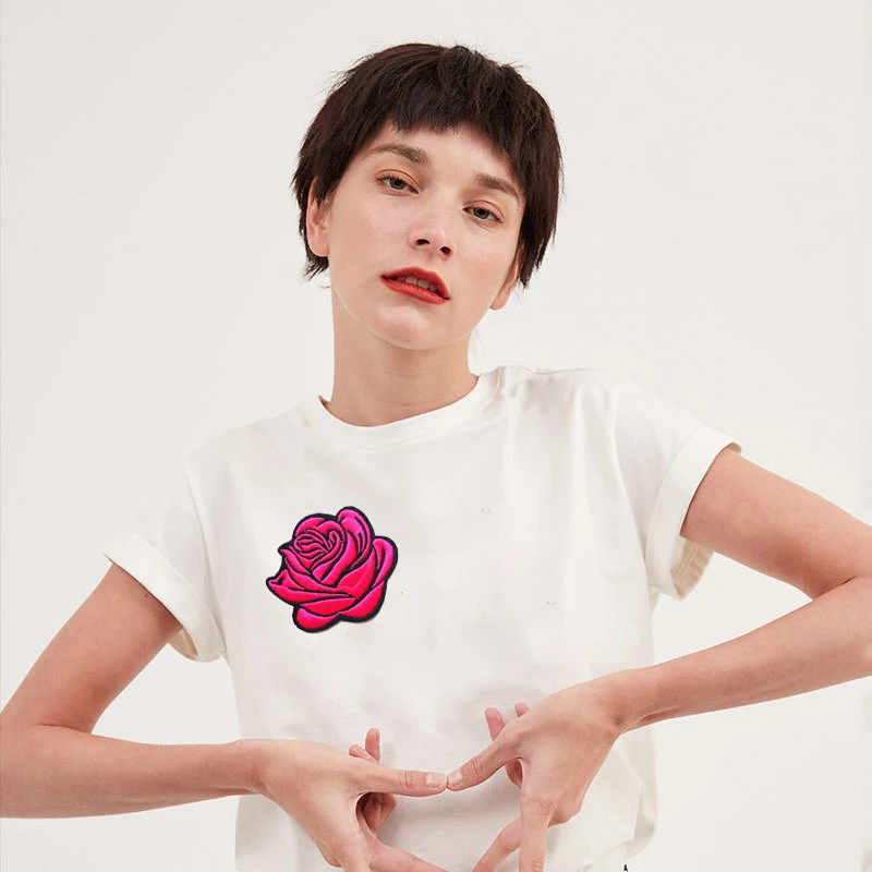 ZOTOONE Cute Flower Patch Iron on Rose Stripes Stickers for Clothes T-shirt DIY Badge Applique Embroidery Sew Note Patches I | Дом и сад