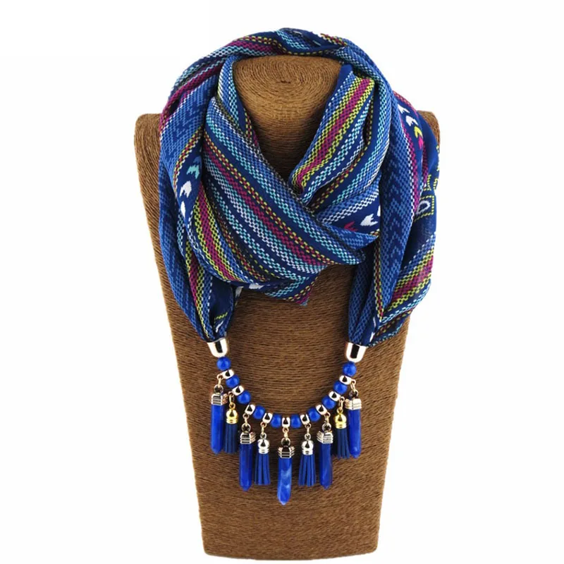 

2020 New Fashion Stripe Jewelry Trendy Necklace Scarves For Women Scarf Foulard Female Hijabs Accessories