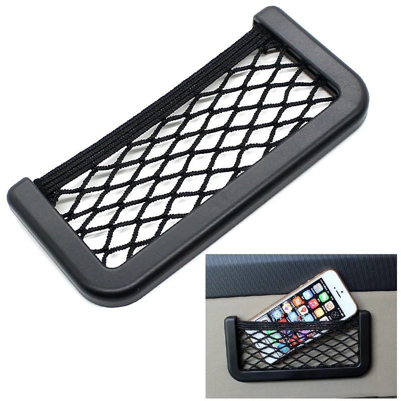 

Universal Car Seat Side Back Storage Net Bag Phone Holder Pocket Organizer Black