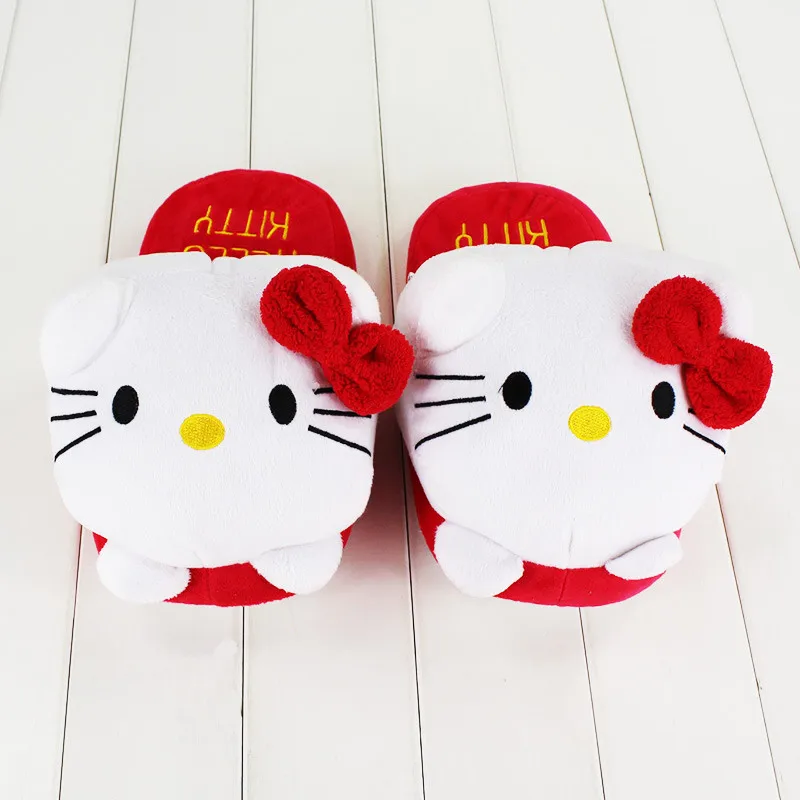 Hellokitty/тапочки; зимняя женская обувь; домашняя теплая обувь для взрослых; плюшевые тапочки с героями мультфильмов