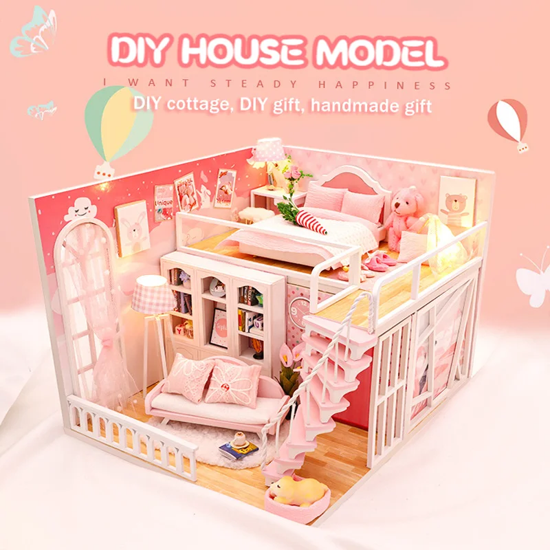 

Furniture Diy Doll House Wooden Miniature Doll Houses Furniture Kits Assemble Puzzle Handmade Dollhouse Craft Toys For Children