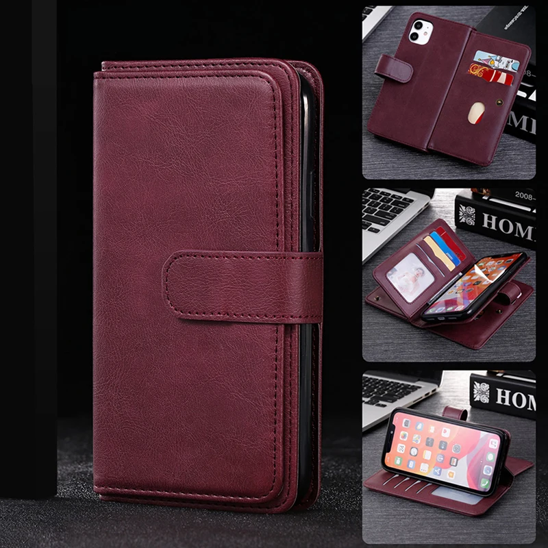 

Luxury Leather Case For Samsung Galaxy S20 FE Note 20 10 Ultra S10 S9 Plus Lite A81 A91 Flip Wallet 10 Cards Phone Cover Coque