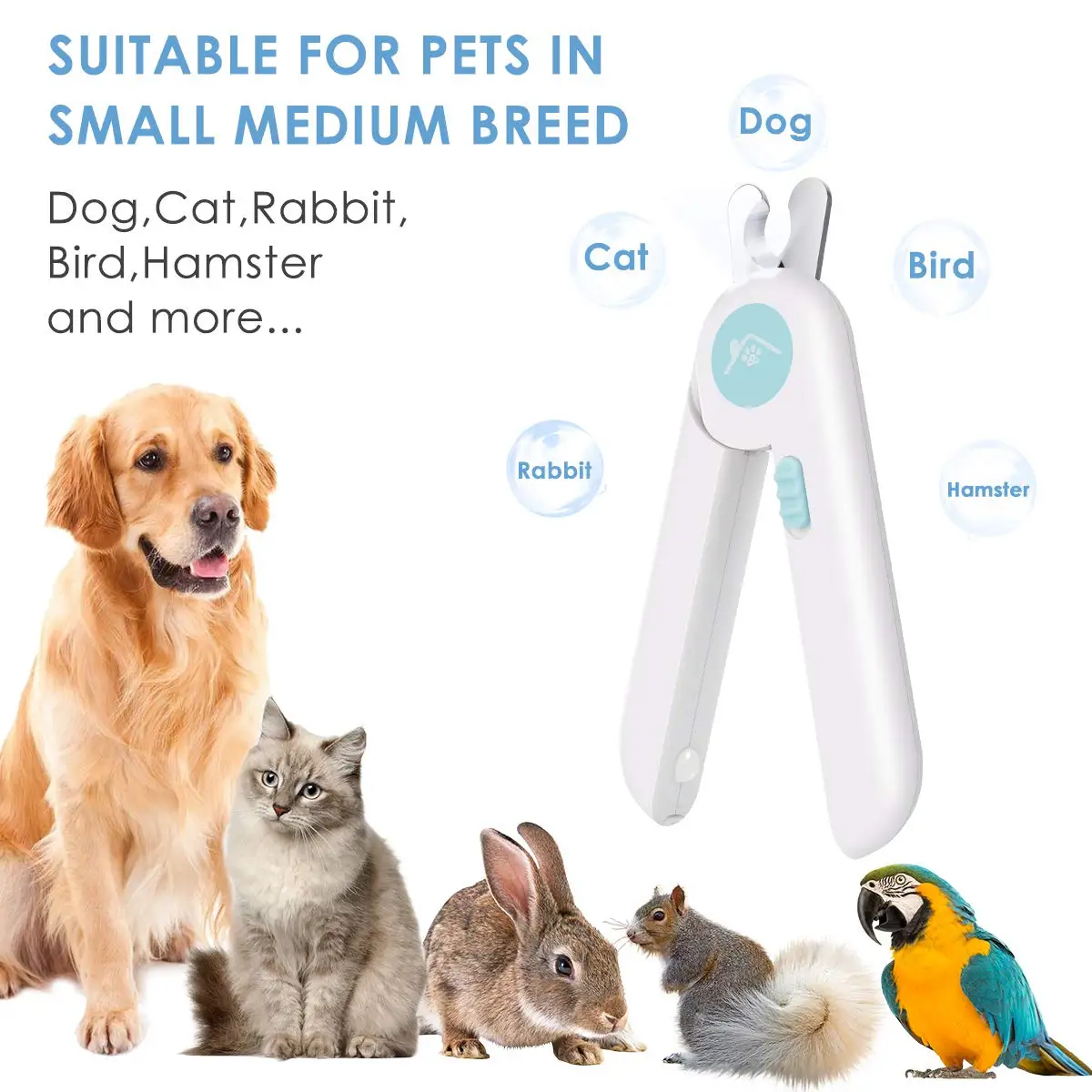 

Pet Nail Clipper Professional LED Safety Nails Clippers Scissors Convenient Cutter Pets Dog Cat Claw Toe Clean Gato Chien Perros