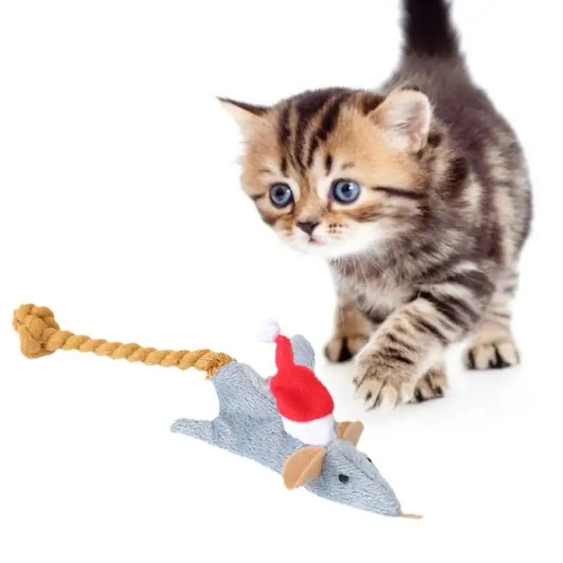 Собака Кошка плюшевая игрушка износостойкая имитация на Рождество мышь грызет