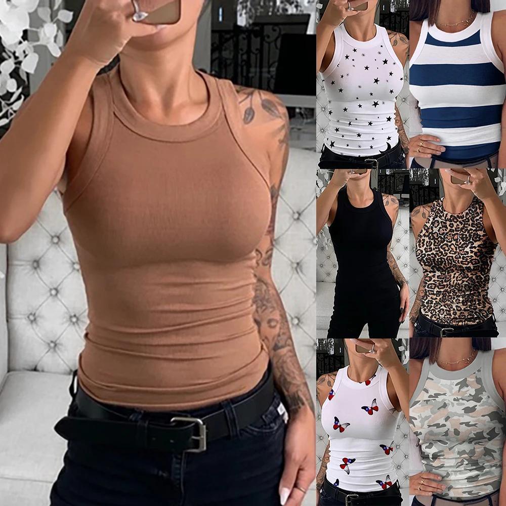Женская футболка 2020 летние хлопковые топы повседневные майки без рукавов с