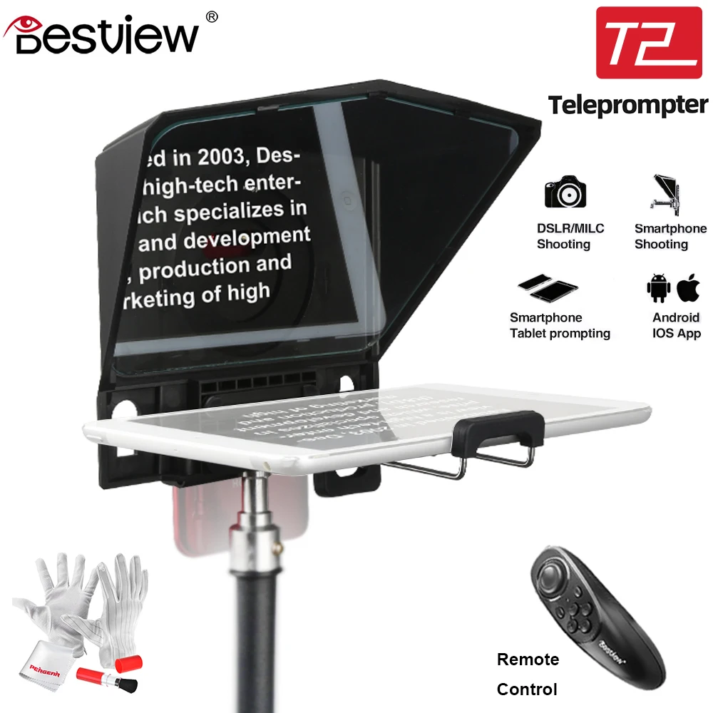 

Bestview T2 Teleprompter Kit for 8 inch Tablet Pad smartphones Prompter Outdoor Interview Speech DSLR Reader Prompteur Tablet
