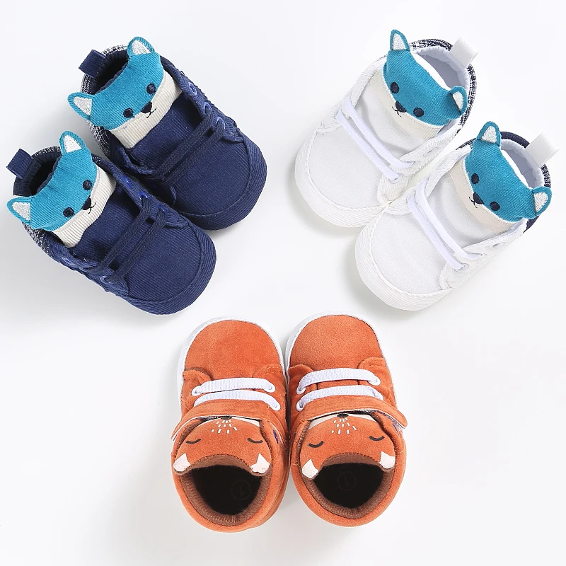 

New Autumn Winter Children Baby Girls Boys Fox Hight Sneaker Soft Sole Toddler Fashion Girls Boys Canvas Sneakers First Walkers