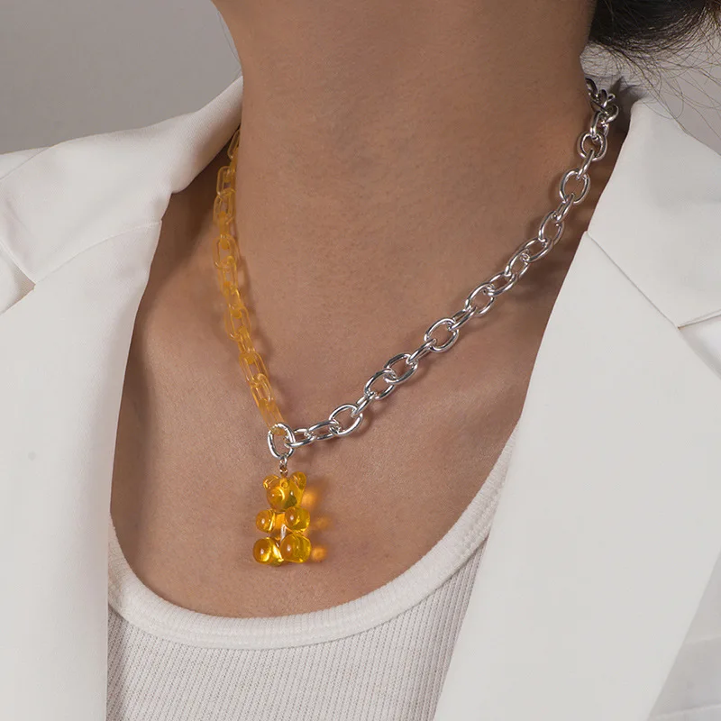 

Женское Двухслойное ожерелье с подвеской в виде медведя и бабочки