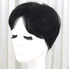 DIFEI корейский парик ручной работы, короткие волнистые волосы для мужчин, красивый синтетический парик средней части, натуральные пушистые черные парики