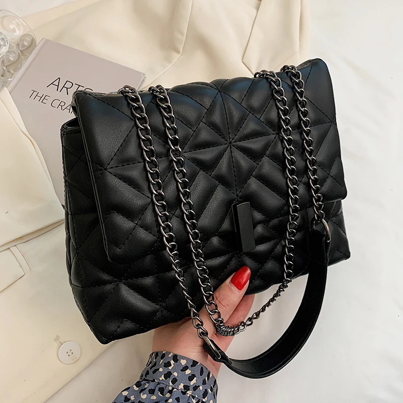 

2021 Quilted Flap Shoulder Bags Small Chain Crossbody Bags for Women Lozenge Design Ladies Messenger Bag Elegant Wild Handbags