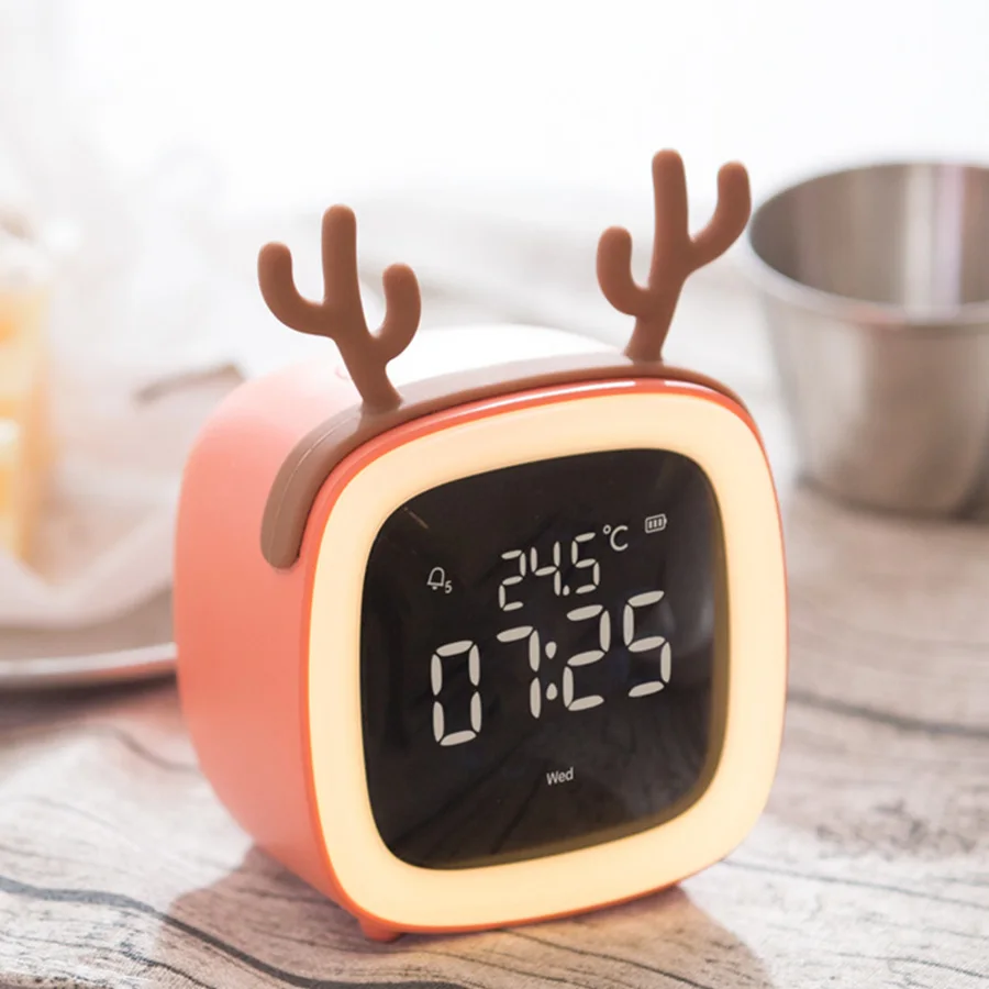 Зеркальный Будильник Электронный милый тихий сон со светодиодной подсветкой