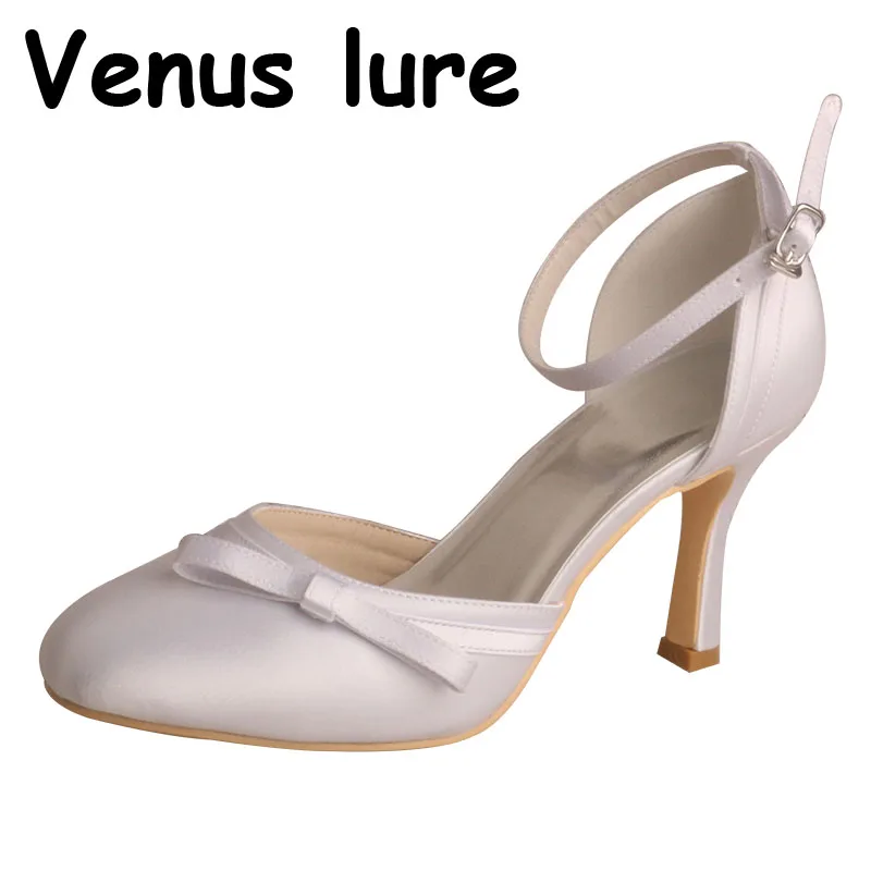 Женские свадебные туфли с закрытым носком на высоком каблуке 22 цвета ремешком