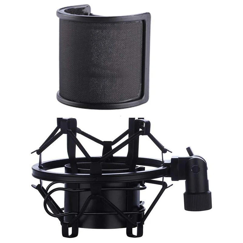 

Microphone Shock Mount with Microphone Filter Windsn Suspension Shock Mount Holder Clip