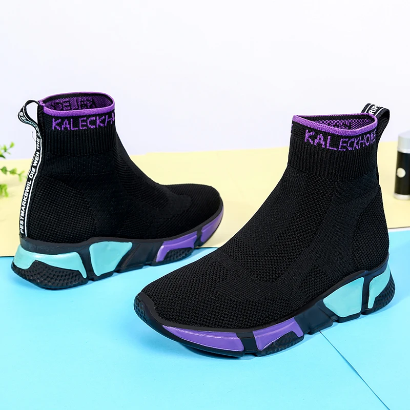 

Breath Ankle Boot Women Sport Socks Shoes Female Sneakers Leisure Elasticity Wedge Platform Running Soft Sole Big Size 41
