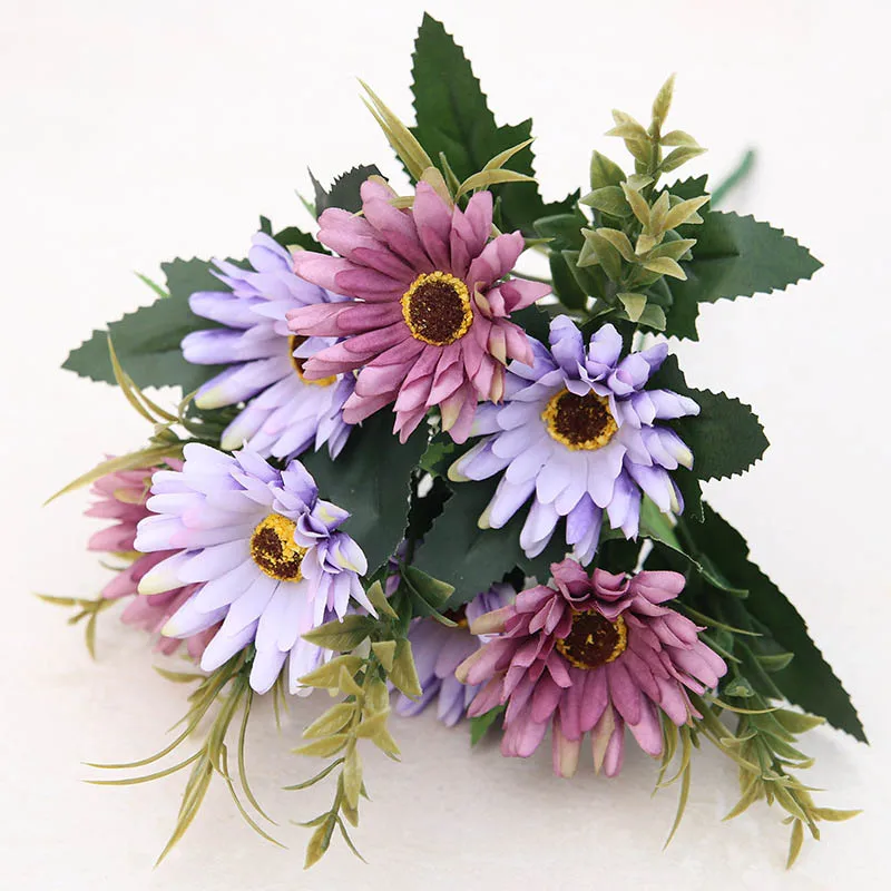 7 головы gerbera Шелковый Свадебный букет свадебное Новогоднее Рождественское