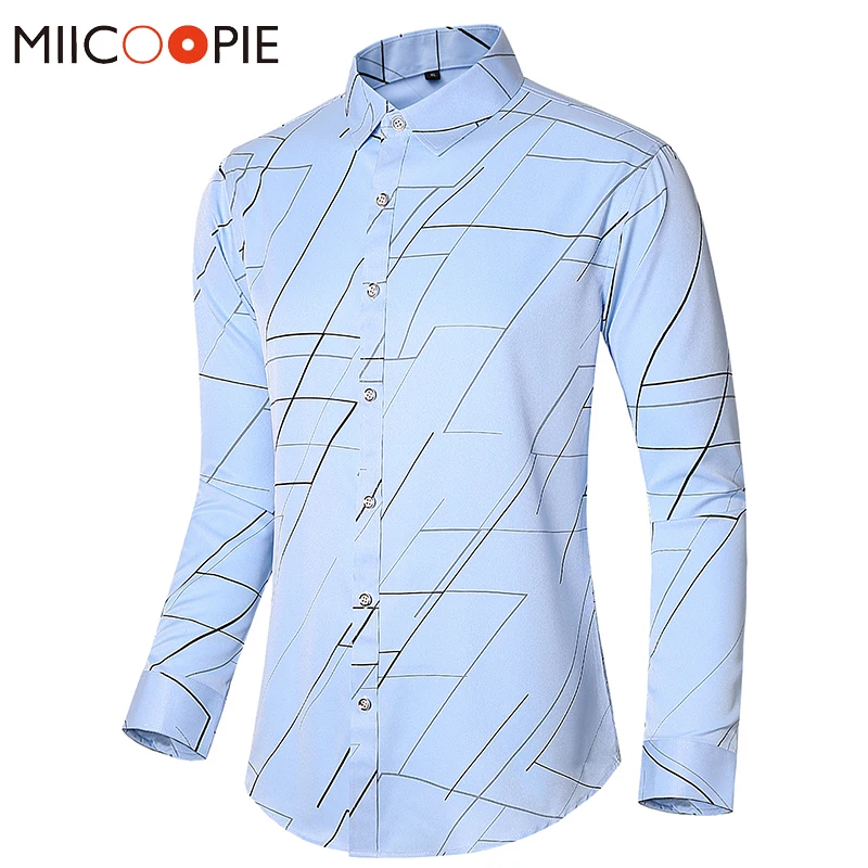 

M-7XL High-end Men Dress Shirt Regular Fit Camisa Masculina Manga Longa Autumn Office Work Long Sleeved Mens Striped Shirts Tops