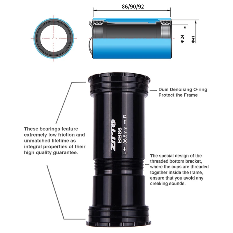 Велосипедный кронштейн ZTTO 24 мм модернизированные детали для BB86 BB92 BB90 резьбовой