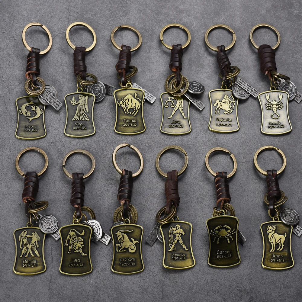 

Metal Decoration Keychain 12 Constellation Keychain Boy Pendant Necklace Clothing Bag Decoration