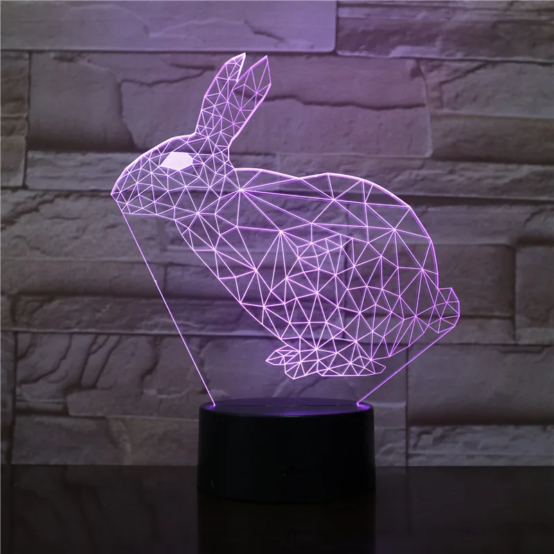 С забавными животными (кролик 3D светодиодный Ночной светильник с сенсорным