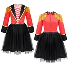 Для детей девочек Цирк манежа костюм платье кисточкой Эполет куртка с сеточкой юбка-пачка комплект на Хэллоуин Карнавальный Вечерние