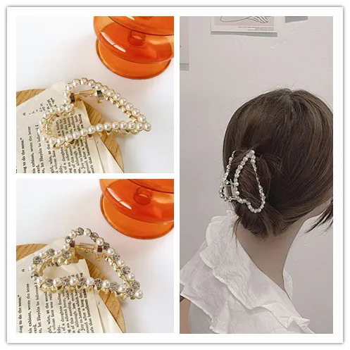 

MISANANRYNE Sweet Pearl Hair Clips for Women Girls Heart Shape Hair Claw Creative Styling Tools Fashion Hair Accessories