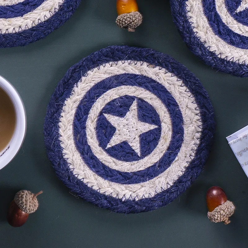 

12cm HandWoven Fresh Round Insulation Mat Natural Hemp Rope Woven Placemat Coasters Heat Proof Mat Kitchen Accessories