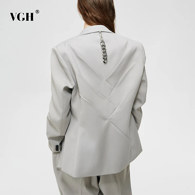 

Женский однотонный брючный костюм VGH, повседневный пиджак с отложным воротником и длинным рукавом, свободные брюки с высокой талией и широк...