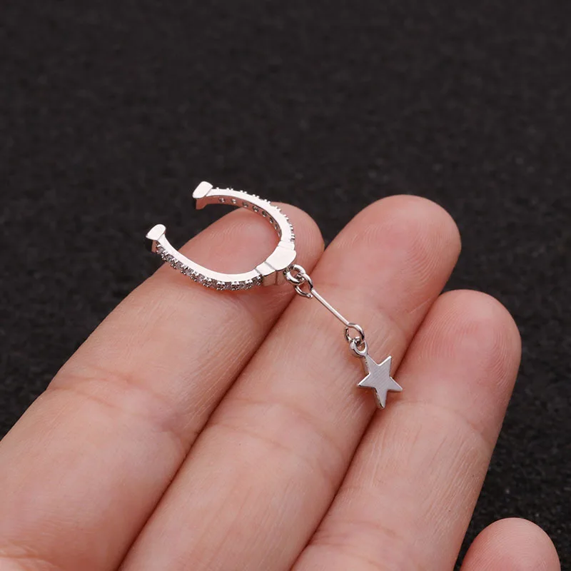 Новое поступление 1 шт. полуобруч с кулоном в виде звезды Кафф для ушей без