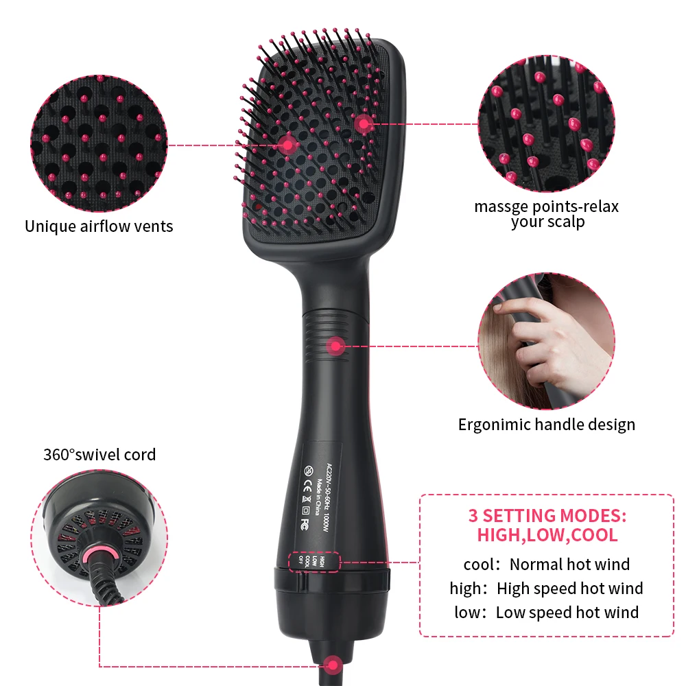 Многофункциональная щетка для горячего воздуха фен волос 3 в 1 плойка выпрямитель