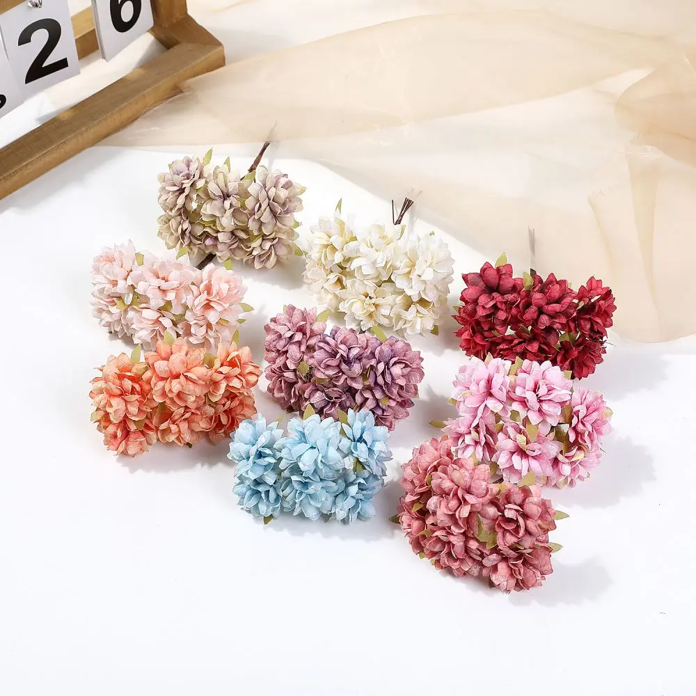 

6Pcs Silk Artificial Flower Carnation Bouquet For Wedding Home Decor DIY Valentine's Day Wreath Bouquet Decoration Accessories