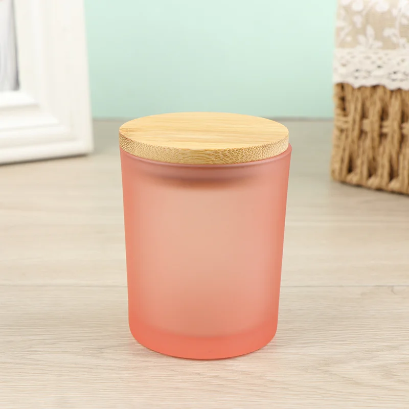 Стеклянный подсвечник с бамбуковой деревянной крышкой 200 мл